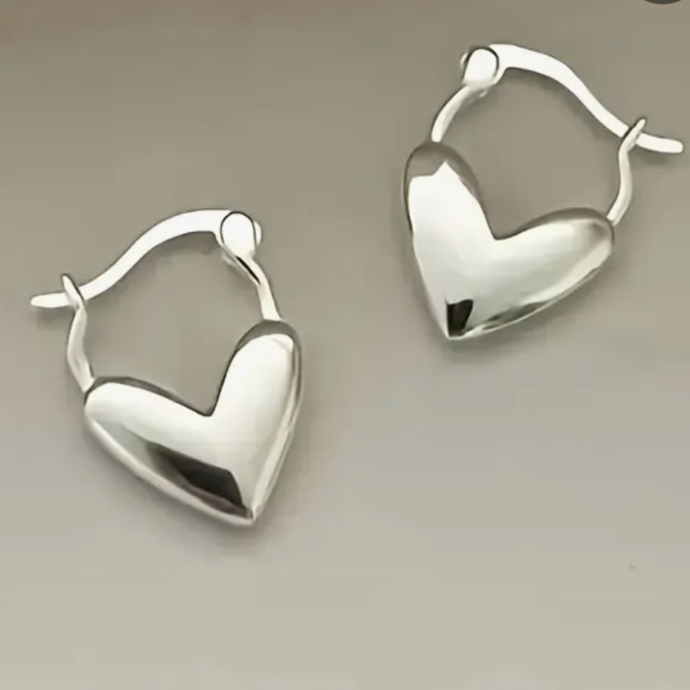 255- Pair Of 925 Sterling Silver Heart-shaped - Picture 2 of 6